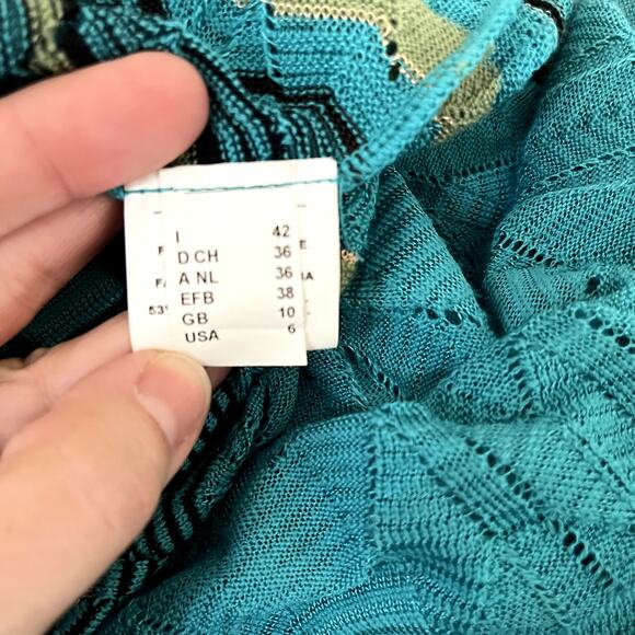 M Missoni Blue Turquoise Knit Top US Size 6 - Picture 7 of 9